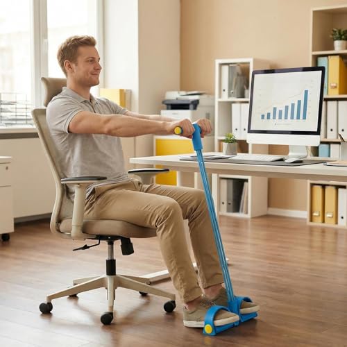 Pedal Resistance Bands 6-Tube Multifunction | Durable 6-Tube Multifunction Pedal Band, Full Body Workout, Includes Figure 8 Band with Handles（Blue）