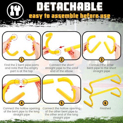 Wettarn 10 Pcs Speed Agility Training Hurdles Detachable Durable Hurdle Agility Plyometric and All Purpose Speed Training Equipment for Athletes Soccer Basketball - color: Yellow