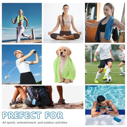 4 Pack Cooling Towels (40"x12"), Microfiber Chilly Towels Soft Breathable Gym Ice Towel for Workout, Yoga, Sport, Silicone Set Travel Sweat Towels Fast Drying Lightweight Cooling Neck Wraps - color: Blue/Grey/Deep Blue/Black