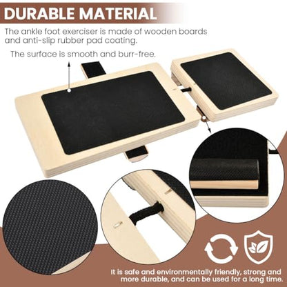 Ankle Balance Board for Standing Desk - 360° Anti-Fatigue Wobble Board with Adjustable Wooden Bars, Non-Slip Balance Trainer for Ankle Strength, Core Stability & Home/Gym Exercise