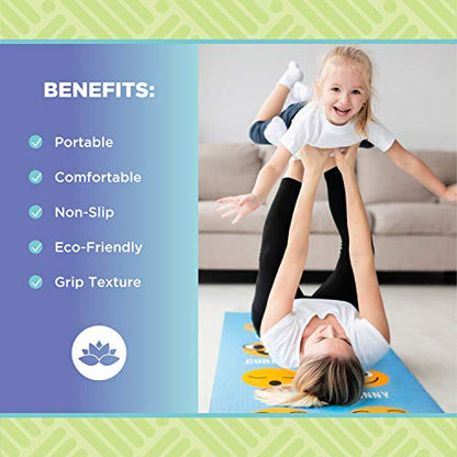 Bean Products Yoga Mat for Exercise - Non Slip Thick Comfortable Workout Floor Mat for Adults and Kids - Eco Friendly Foldable Yoga Mat for Yoga, Pilates, Gym and Stretching