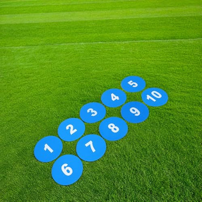 10pcs Football Training Discs 23cm Flat Cone Spot Markers Non-Slip Agility Points Navy Numbered Sports Markers for Soccer Speed and Agility Training