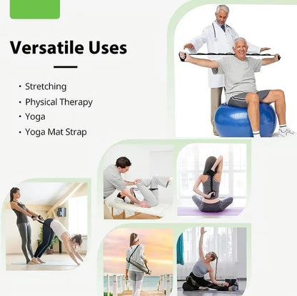 Stretching Strap Yoga Strap for Home Workout, Exercise, Pilates and Gymnastics, Non-Elastic Stretch Bands for Women & Men,Improve Flexibility-Black
