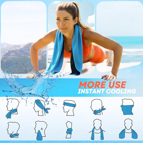4 Pack Cooling Towels (40"x 12"), Soft Breathable Gym Towels, Outdoors Ice Towel for Neck and Face, Camp Essentials Microfiber Sweat Towels for Gym, Run, Yoga, Workout, Travel, Climb