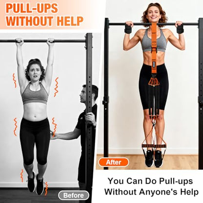 Upgraded Pull Up Assistance Bands for Women, Heavy Duty Resistance Bands with Handles, Exercise Band with Door Anchor, Workout Band Set for Pull Up Bar, Full Body Sculpting,Muscle Training, Home Gym