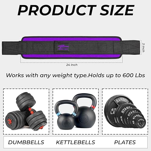 Hip Thrust Belt - Heavy duty, Comfortable, Adjustable Glute Trainer with Anti-Slip Pads. Ideal for Home Workouts with Dumbbells, Kettlebells, Plates. Extra Padding for Gym and Home Fitness hold up to 600 lbs - Purple