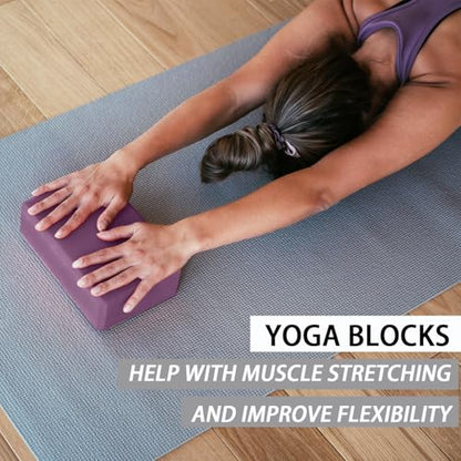 Yoga Blocks 2 Pack - Non-Slip Yoga Brick & Foam Blocks Yoga Set, High-Density Pilates Block for Stretching, Meditation, and Exercise Blocks Foam, Ideal for Deep Poses