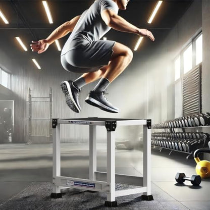 GanFindX Steel Plyo Box, 17×13 Inch Surface Metal Plyometric Jumping Box - color: White