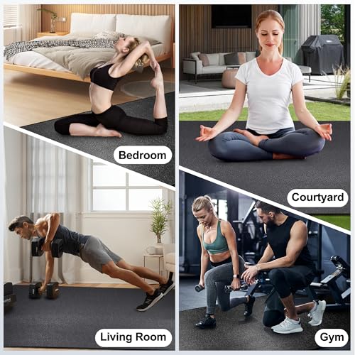 BesWin Large Exercise Mat 8' x 4'(8mm), Extra Thick Workout Mats for Home Gym Flooring, High Density Non-Slip Gym Mats Fitness Mat for Cardio, Weights, Jump Rope, Fitness - Use With or Without Shoes