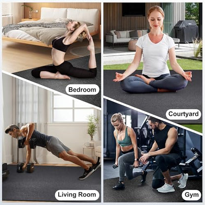 BesWin Large Exercise Mat 8' x 4'(8mm), Extra Thick Workout Mats for Home Gym Flooring, High Density Non-Slip Gym Mats Fitness Mat for Cardio, Weights, Jump Rope, Fitness - Use With or Without Shoes