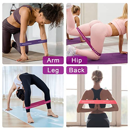 Honmein Resistance Bands for Working Out, Exercise Bands with 5 Resistance Levels Fit for Home Fitness, Strength Training, Natural Latex Resistance Band Include Instruction Guide and Carry Bag - color: Pink