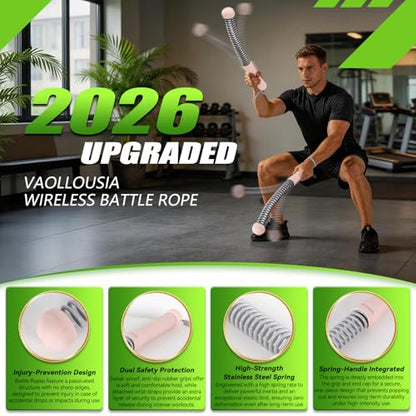 Weighted Ropeless Battle Ropes for Home Gym&Travel - 2 Pack Cordless Portable Battle Ropes, Exercise Rope Sticks for HIIT, Strength & Cardio, Fitness Enthusiasts and Athletes