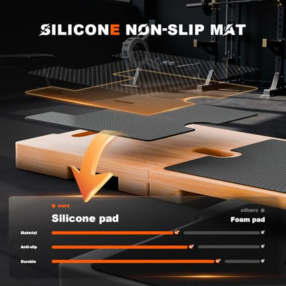 Wooden Fitness Board,180° foldable,resistance band board with honeycomb anti-slip design,natural pine exercise step platform for Band Training, Stretching, and Full-Body Home Gym