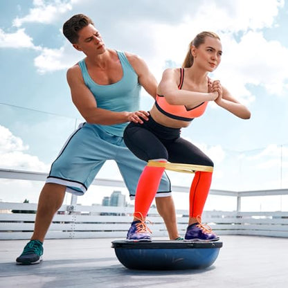 ATIVAFIT Balance Ball Trainer - Half Exercise Ball with Inflation Pump & Resistance Bands - Anti-Burst PVC Stability Trainer for Home Gym, Yoga, Core Training - 660 lbs Capacity