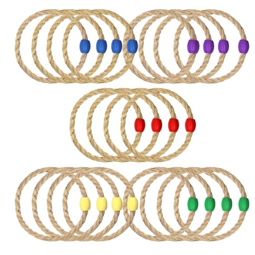 20 Pack Multicolor Sisal Rope Ring Toss Game Replacement Parts for Adults and Kids, Outdoor Toss Rings for Agility/Speed Practice and Yard/Lawn Game for Party(5 Colors-Blue Purple Red Yellow Green)