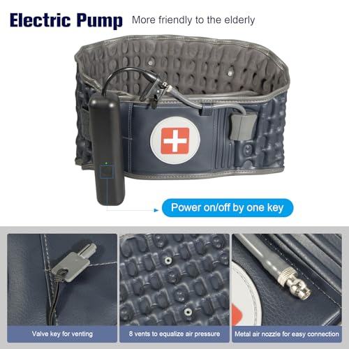 Decompression Belt with Elec. Pump, Inflatable Back Brace, Blue - color: Blue