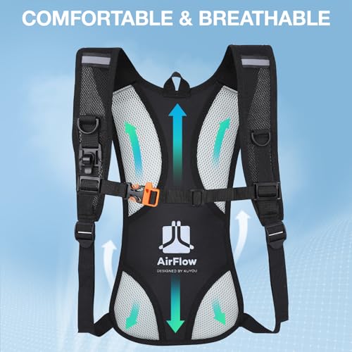 KUYOU Running Hydration Vest - Lightweight Insulated Hydration Backpack with 2L Water Bladder, Adjustable Chest Straps and Reflective Water Backpack for Running Marathon Race Hiking Cycling - color: Blue