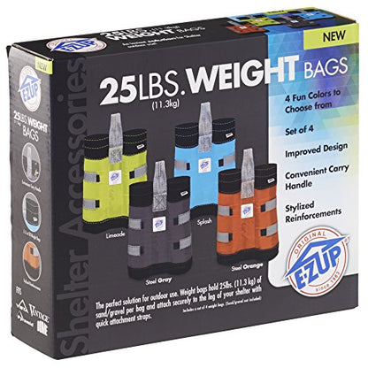 E-Z UP Fillable Weight Bag Set of 4, Holds up to 25 lbs. Each, Steel Gray