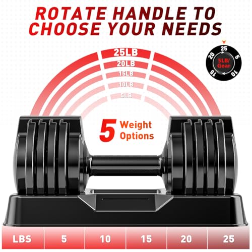 Adjustable Dumbbell Set of 2, 50/100/110lbs Free Weights Dumbbell Set - size: 25LBS Pair - A