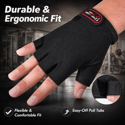 Weightlifting Gym Gloves – Workout Gloves for Men & Women with Wrist Support, Non-Slip Palm & Breathable Leather Design for Powerlifting, Training & Fitness