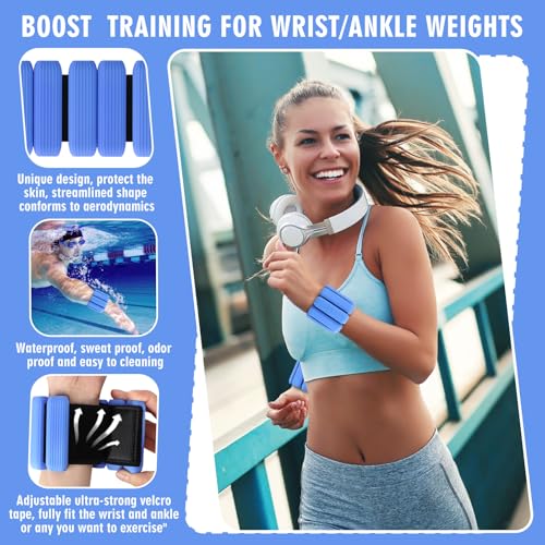 Wrist Weights, 2Pack Adjustable Wearable Wrist Ankle Weights for Women/Men, Silicone Wrist Bangles for Walking, Yoga, Pilates, and Gym, Arm & Leg Workout, 2lb - color: Blue