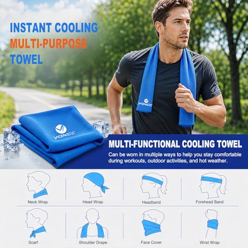 2 Pack Cooling Towels (47"x12"), Ice Cool Neck Towel, Soft Breathable Microfiber for Yoga, Golf, Gym, Running, Camping & Hot Weather - color: 2*light Gray