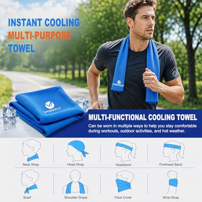 2 Pack Cooling Towels (47"x12"), Ice Cool Neck Towel, Soft Breathable Microfiber for Yoga, Golf, Gym, Running, Camping & Hot Weather - color: 2*light Gray