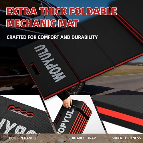 1.2" Thick Mechanic Mat for Working Under Car, 5 Fold Kneeling Pad for Work, Waterproof EVA Utility Mats Mechanic Floor Mat for Garage, Gardening, Camping, Home Gym, Knees Protection