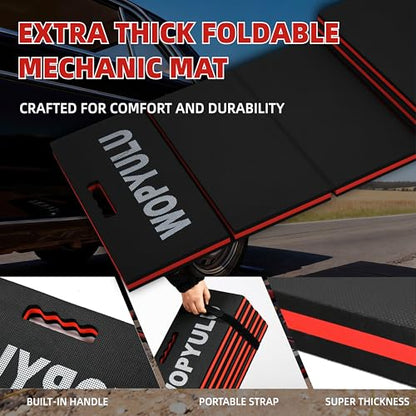1.2" Thick Mechanic Mat for Working Under Car, 5 Fold Kneeling Pad for Work, Waterproof EVA Utility Mats Mechanic Floor Mat for Garage, Gardening, Camping, Home Gym, Knees Protection