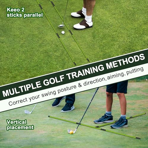 Kulamait 2 Pack Golf Alignment Sticks,Collapsible Golf Alignment Rods 48" Golf Practice Sticks Golf Training Aid for Aiming,Putting,Golf Training Sticks with Clear Tube Case - color: Green