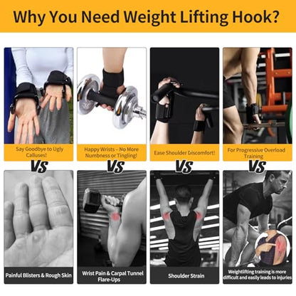 GPANDAG Weight Lifting Hooks for Men and Women(Pair), 330 LB Heavy Duty Gym Lifting Wrist Strap Hook for Deadlifts, Pull-Ups, Strength Training, 0.4inch Grip Weightlifting Hooks for Teen