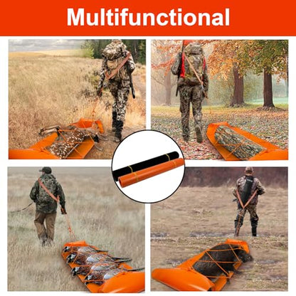 1.2MM Thickened Deer Drag Sled Tear-Resistant Deer Dragging Sled Game Hauler for Hunting with Odocoileus virginianus Drag Harness and Handle, Save Effort Hunting Gear Accessories