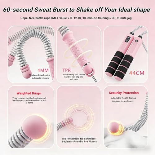 Adjustable Ropeless Battle Ropes 2026 New, Cordless Weighted Training Ropes for Home Gym, 3 lbs Heavy Duty Portable Cordless Battle Rope for Total-Body Sculpting, Cardio & Fat Burn, HIIT
