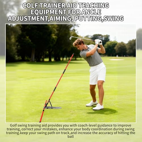 7-Angle Adjustable Golf Swing Trainer - Fiberglass Alignment Sticks with Angle Holder, Portable Swing Plane Corrector for Putting, Aiming & Posture Training, Professional Golf Practice Aid