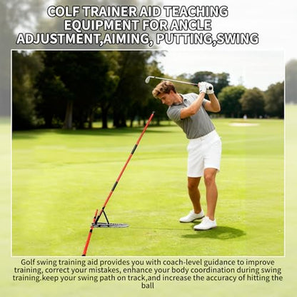 7-Angle Adjustable Golf Swing Trainer - Fiberglass Alignment Sticks with Angle Holder, Portable Swing Plane Corrector for Putting, Aiming & Posture Training, Professional Golf Practice Aid