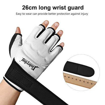 Punch Bag Boxing Martial Arts MMA Sparring Grappling Muay Thai Taekwondo Training PU Leather Wrist Wraps Gloves - color: White, size: Medium
