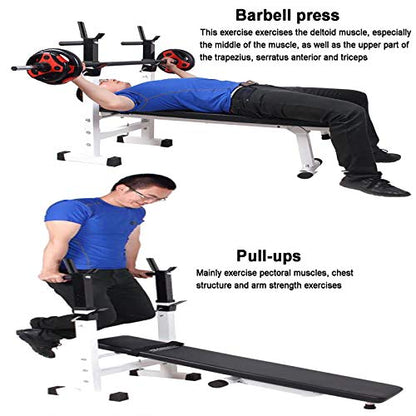 Foldable Home Gym Fitness Bench Press Rack Sturdy Dip Stand Barbell Rack Adjustable Height Weight Bench Weightlifting Stand for Strength Training