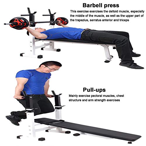 Foldable Home Gym Fitness Bench Press Rack Sturdy Durable Dip Stand Barbell Rack Adjustable Height Weight Bench Weightlifting Stand for Strength Training