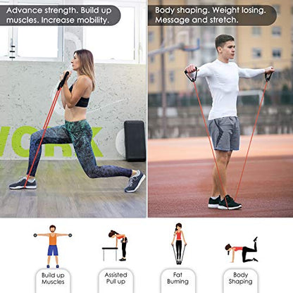 Cikyner Resistance Bands, Resistance Tubes Resistance Bands with Handles Exercise Bands, Ideal for Home Gym Physical Therapy Strength Training Muscle Toning, Door Anchor & Bag Included