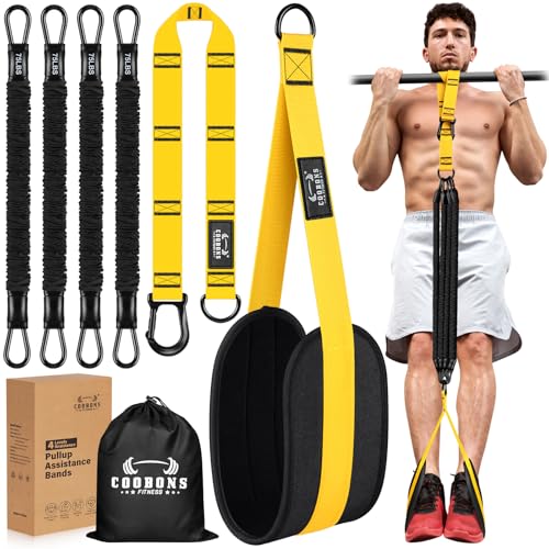 Pull Up Assistance Bands, 300lbs Heavy Duty Resistance Bands for Pull Ups with Adjustable Height, Fabric Feet Rest & Knee Support, Strength Training Pull Up Bar Assist Bands for Home Gym Workouts - color: yellow
