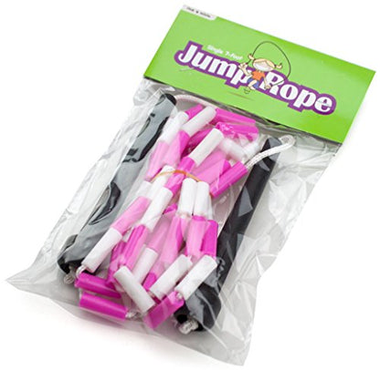 K-Roo Sports Rainbow Jump Rope with Plastic Beaded Segmentation, 7-Foot - color: Pink/White