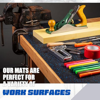 Rubber Workbench Mat 24 x 60 Inch / 5 x 2 Feet, Heavy-Duty Work Bench Mat, Shock-Absorbing, Non-Slip, Easy Clean, Cuttable, for Protect Tool Workbench from Paint Woodwork Garage Craft Build