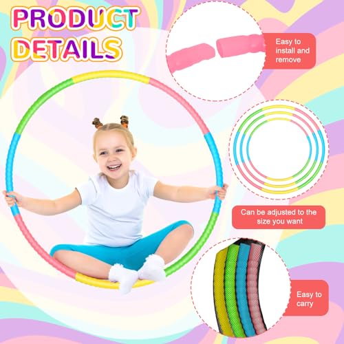 Syhood 12 Pcs Hoops for Kids Plastic, Green, Pink, Yellow, Blue - color: Green, Pink, Yellow, Blue