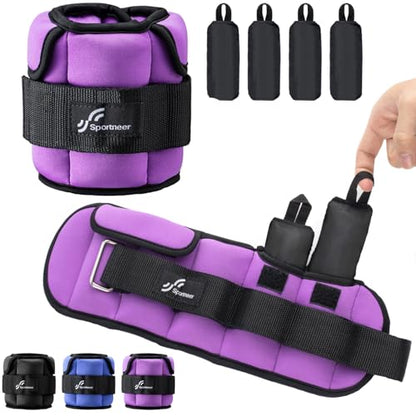 Sportneer Adjustable Ankle Weights for Women & Men, Leg Weights Set with Removable Weights, Upgraded with Handles for Easy Adjustment, Comfortable & Secure for Walking, Pilates, Workout