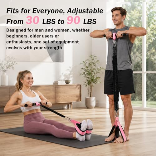 Upgraded Pedal Resistance Bands with Handles, 3 Heavy Tube Adjustable Exercise Bands Set Ideal for Women and Men, Sit Up Exercise Equipment for Abdomen, Waist, Arm, Core/ABS, Leg, Physical Therapy