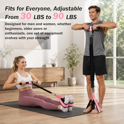 Upgraded Pedal Resistance Bands with Handles, 3 Heavy Tube Adjustable Exercise Bands Set Ideal for Women and Men, Sit Up Exercise Equipment for Abdomen, Waist, Arm, Core/ABS, Leg, Physical Therapy