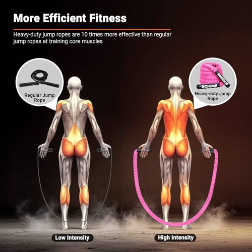 Weighted Jump Rope for Men Women, 3.68LB Adult Jump Ropes for Fitness Heavy Skipping Rope, Jumping Rope for Training Muscle Speed Home Gym Workout Equipment Exercise Jumpropes Weight Loss