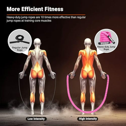Weighted Jump Rope for Men Women, 3.68LB Adult Jump Ropes for Fitness Heavy Skipping Rope, Jumping Rope for Training Muscle Speed Home Gym Workout Equipment Exercise Jumpropes Weight Loss