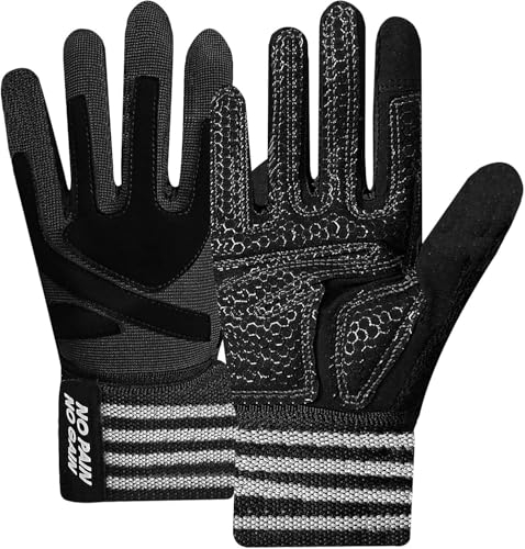 FINGER TEN Weightlifting Workout Gloves Men - color: Full-Black, size: XX-Large