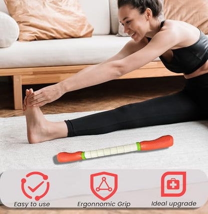 Muscle Roller Stick Massage Roller for Lymphatic Drainage, Cellulite Massager, Leg Massager for Circulation and Pain Relief, Deep Tissue & Trigger Point Massage - color: Red